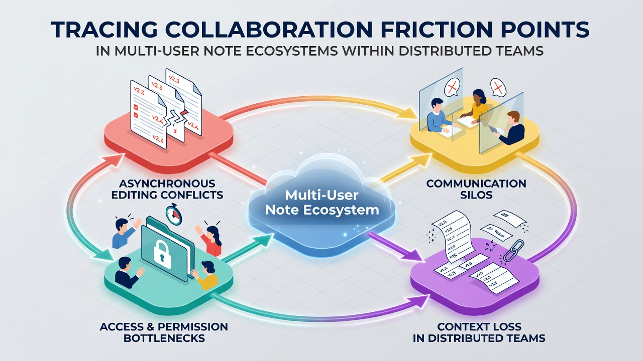 Tracing Collaboration Friction Points in Multi-User Note Ecosystems Within Distributed Teams